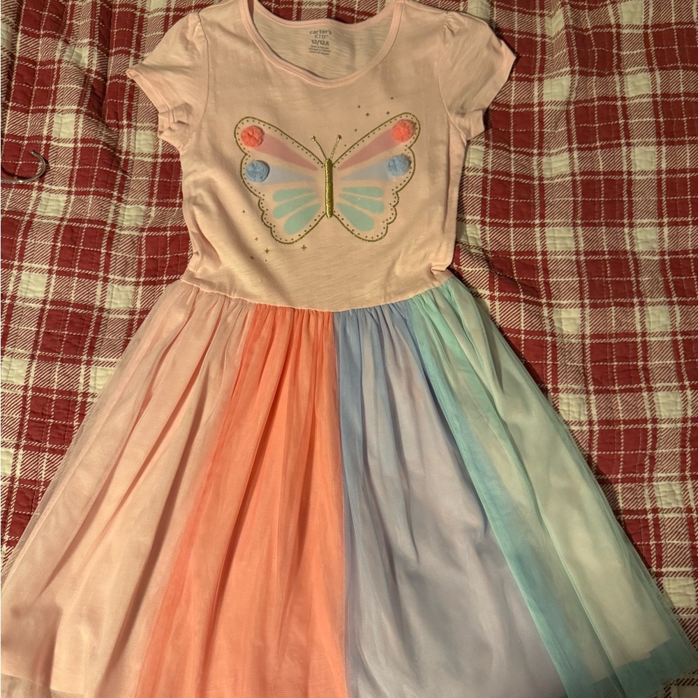 Carter's Pink and Blue Butterfly Dress